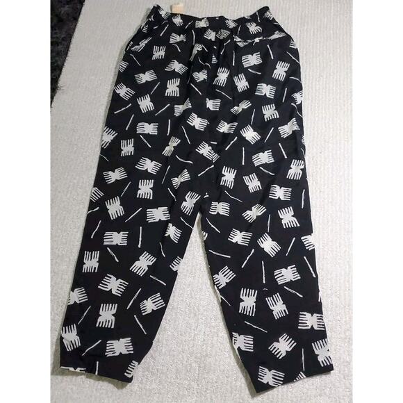 Vintage Chaus LG Black White Elastic Waist Lounge Leisurewear Lightweight Pants - Picture 6 of 8